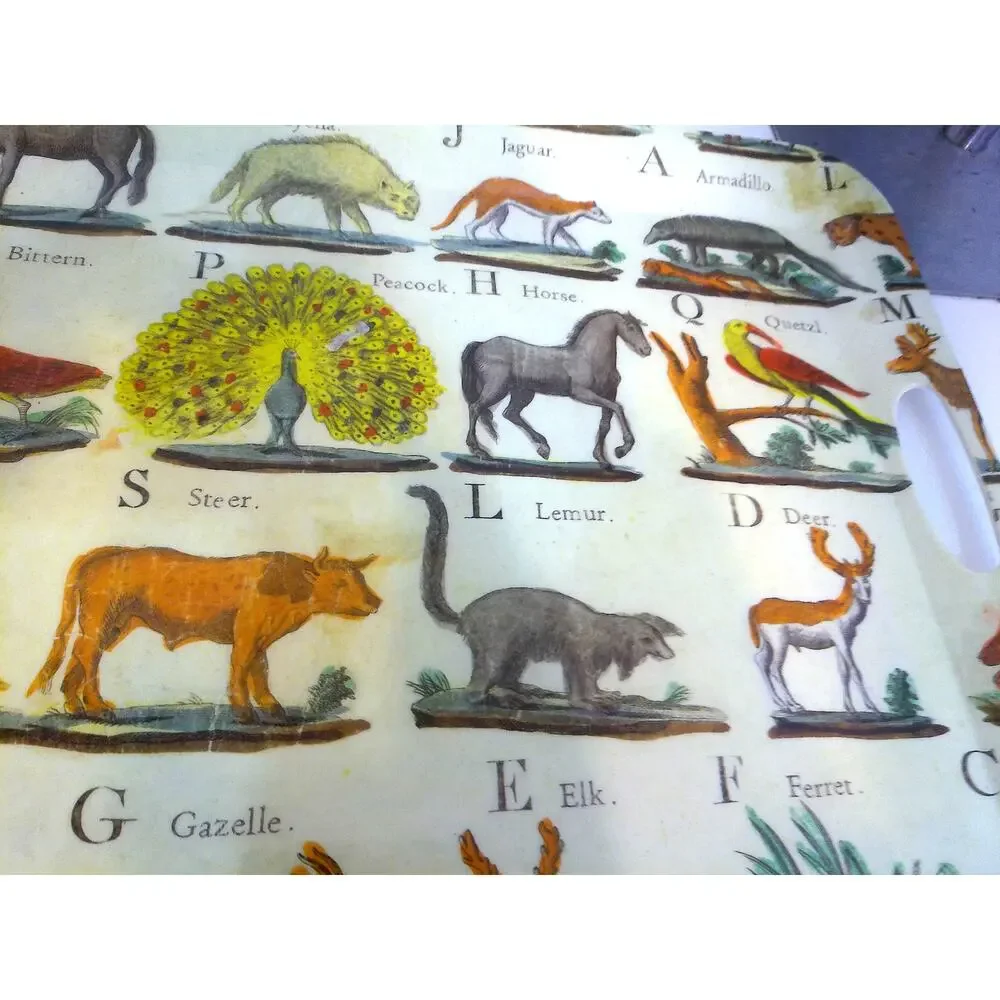John Derian for Target Animal Alphabet Melamine Serving Tray Vintage Style Print